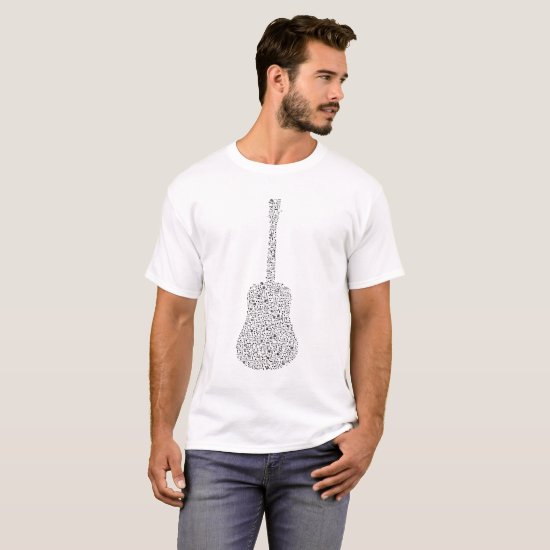 GUITAR SILHOUETTE MADE OF MUSIC NOTES. T-Shirt