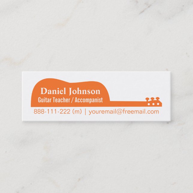 Guitar Silhouette Musician Band Mini Business Card (Front)