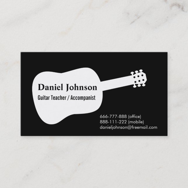 Guitar Silhouette Musician Business Cards (Front)