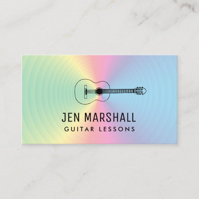 guitar silhouette on prismatic colors business card (Front)