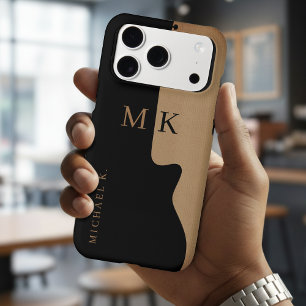 Guitar Silhouette Tan Wood Name Monogram iPhone 17 Pro Max Case