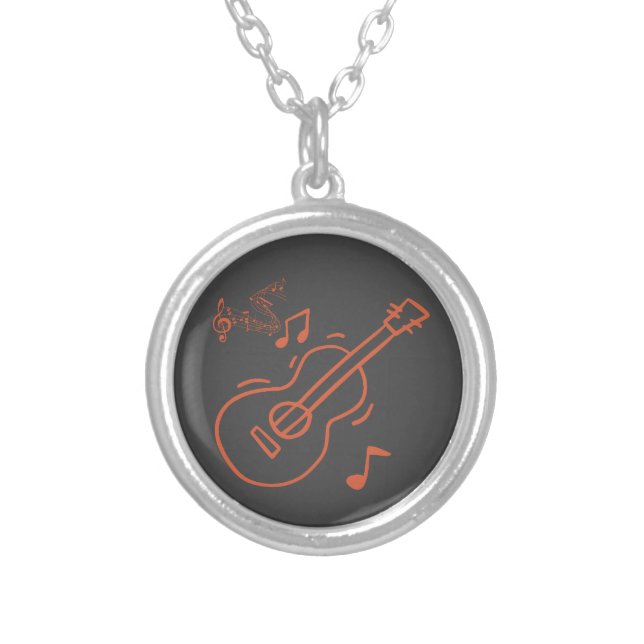 guitar silver plated necklace (Front)