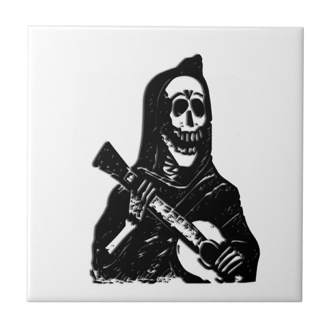 Guitar Skeleton Serenade Ceramic Tile (Front)