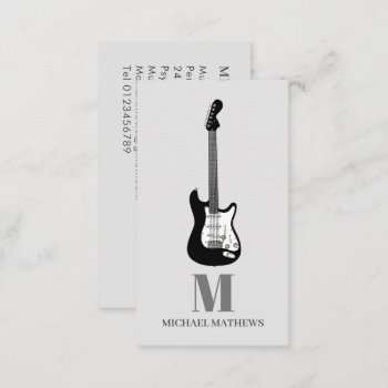 Guitar Songwriter Musician Custom Grey Business Card by PennyDrop at Zazzle