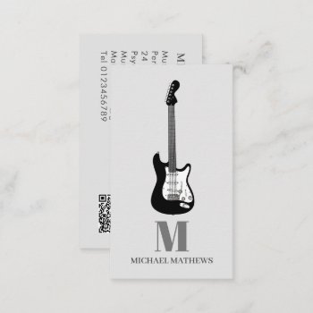 Guitar Songwriter Musician Custom Q R Code Business Card by PennyDrop at Zazzle