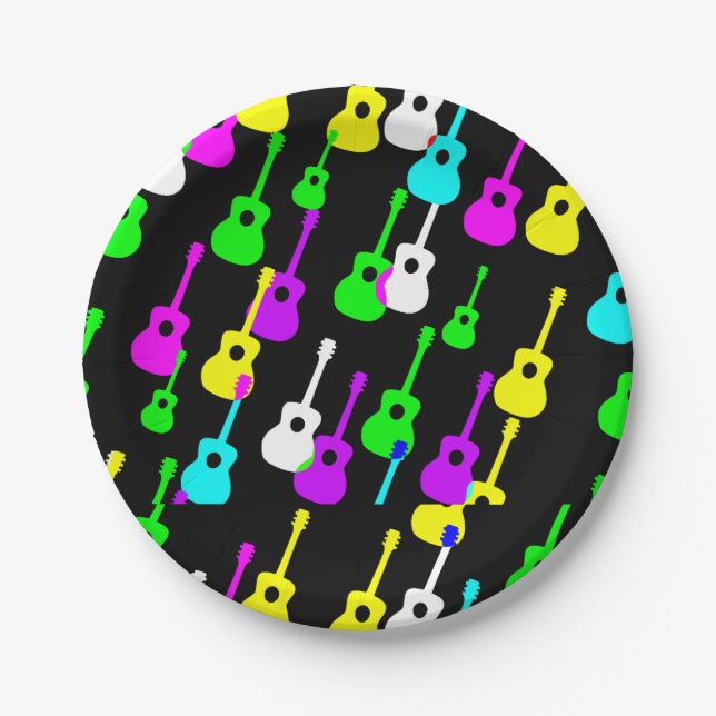 Guitar spangled  paper plates (Front)