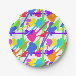 Guitar Splash Pattern Paper Plates