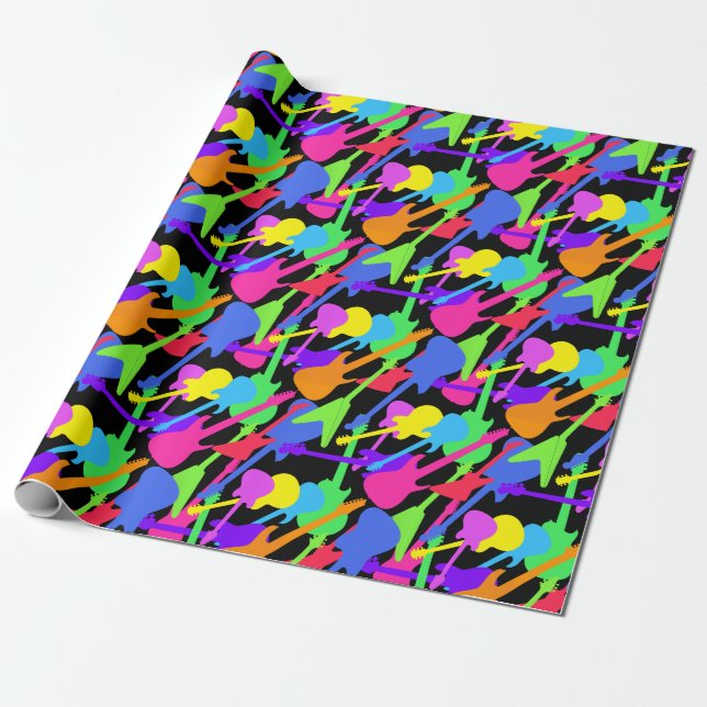 Guitar Splash Pattern Wrapping Paper (Unrolled)