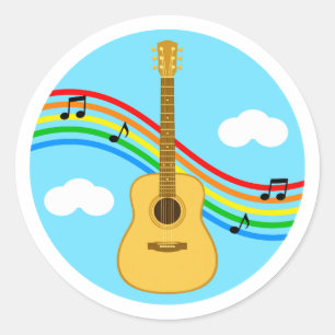 Guitar Sticker Sky Rainbow Music Kids