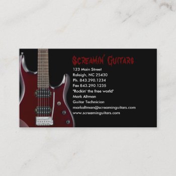 Guitar Store Design Business Card by mmafightersc at Zazzle