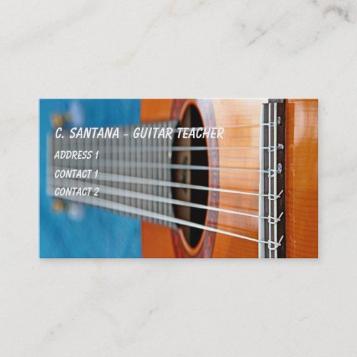 Customizable Guitar strings closeup business card template