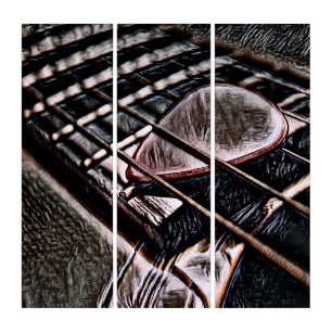 Guitar Strings In Leather Panel Wall Art