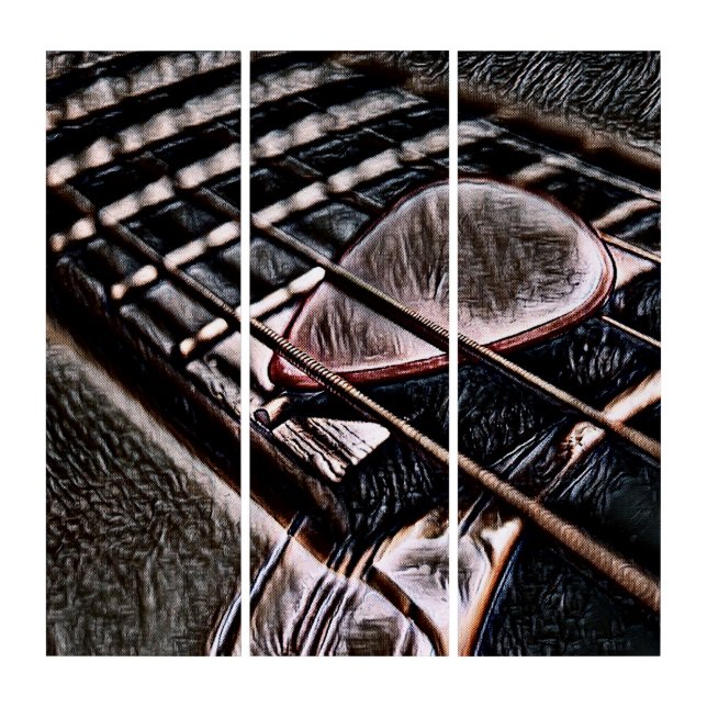 Guitar Strings In Leather Panel Wall Art (Front)