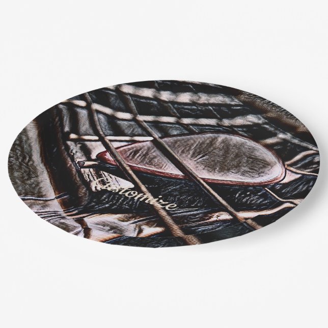 Guitar Strings In Leather Paper Plates (Angled)