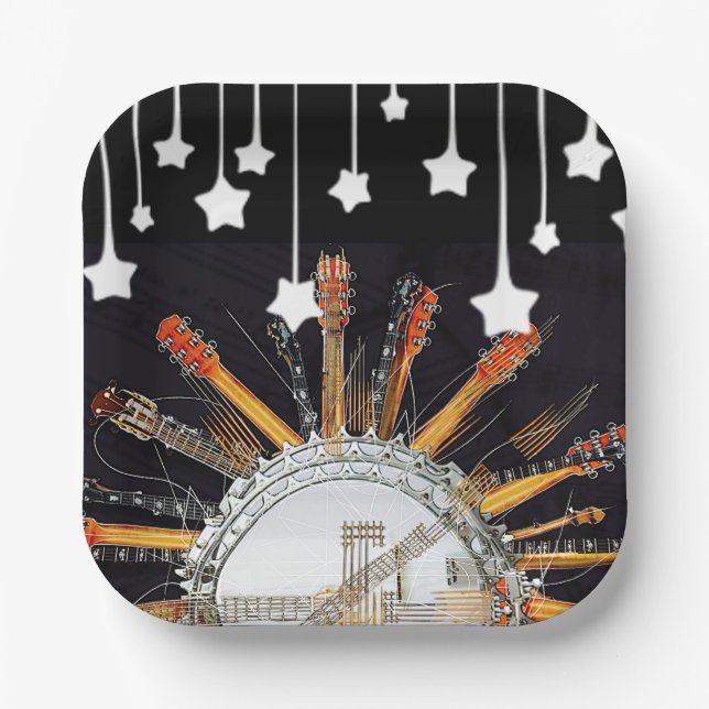 GUITAR STRINGS IN THE SUN PAPER PLATES (Front)