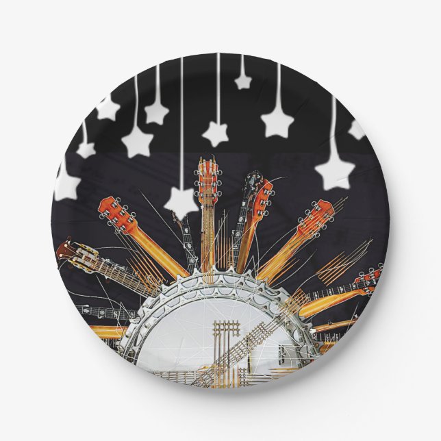 GUITAR STRINGS IN THE SUN PAPER PLATES (Front)