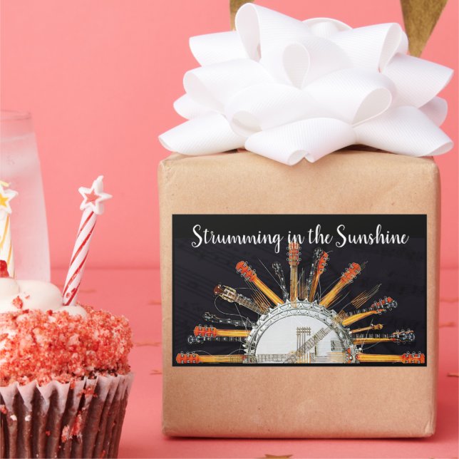 GUITAR STRINGS IN THE SUN RECTANGULAR STICKER (Party)