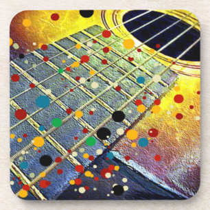 Guitar Strings Musical Watercolor  Beverage Coaster