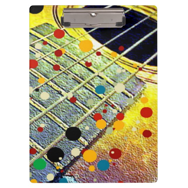 Guitar Strings Musical Watercolor  Clipboard (Front)