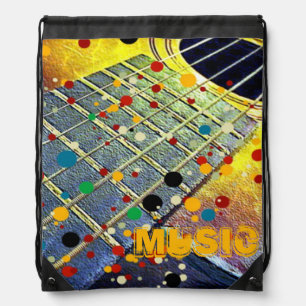 Guitar Strings Musical Watercolor  Drawstring Bag