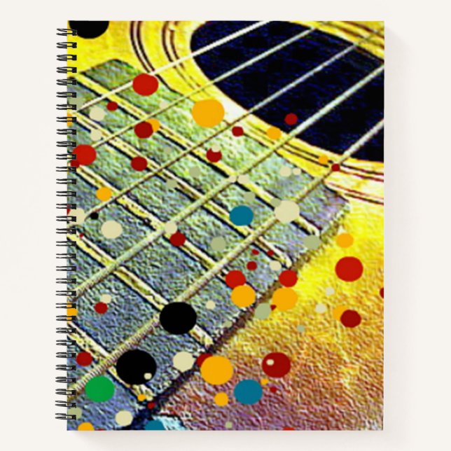 Guitar Strings Musical Watercolor  Notebook (Front)