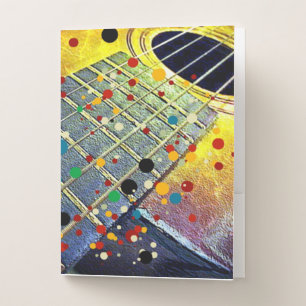 Guitar Strings Musical Watercolor Pocket Folder