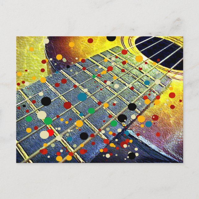 Guitar Strings Musical Watercolor  Postcard (Front)