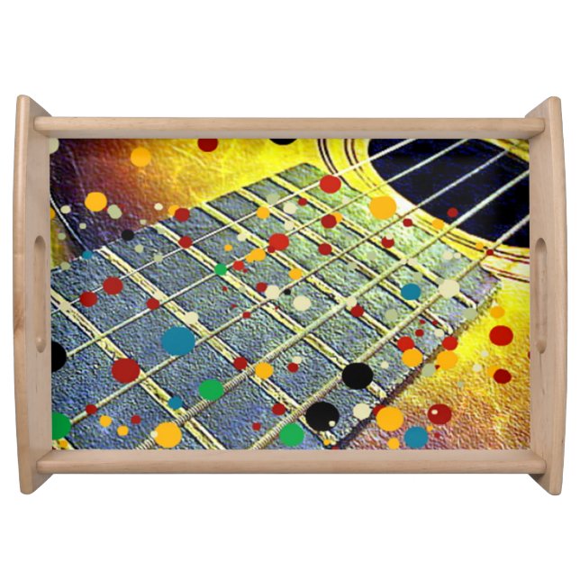 Guitar Strings Musical Watercolor  Serving Tray (Front)