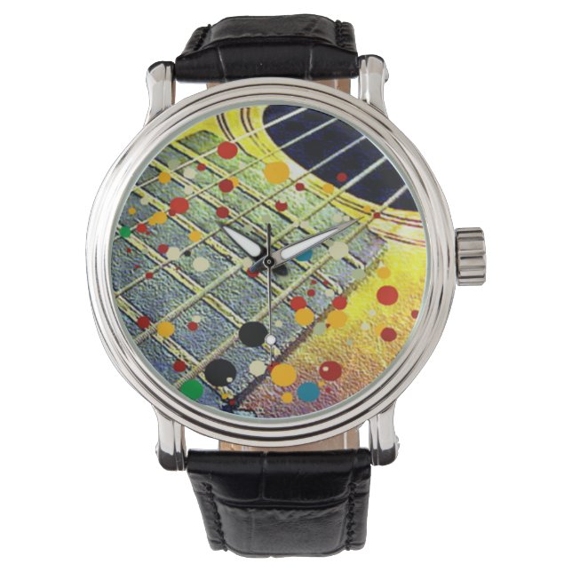 Guitar Strings Musical Watercolor  Watch (Front)