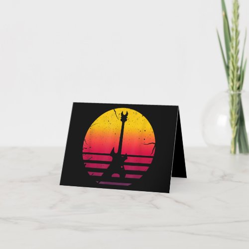 Guitar Sunset Electric Rock Music Lover Instrument Thank You Card