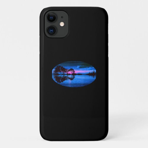 Guitar Sunset Sky Trees City Lake Reflection iPhone 11 Case