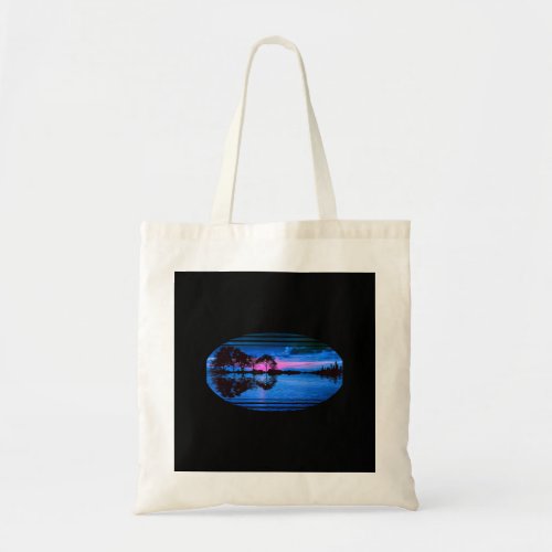 Guitar Sunset Sky Trees City Lake Reflection Tote Bag