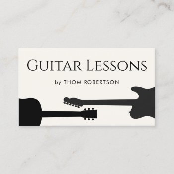 Guitar Teacher  Black White Business Card by sm_business_cards at Zazzle