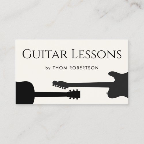 Guitar Teacher  Black White Business Card