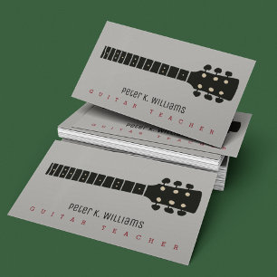 Guitar Teacher Business Card with Guitar-neck