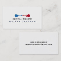 guitar teacher cool music white business card