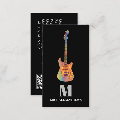 Guitar Teacher Custom QR Code Business Card