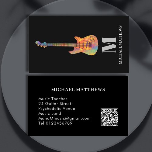 Guitar Teacher Custom QR Code Business Card