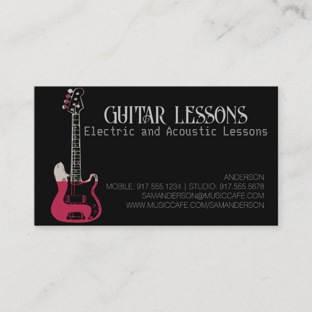 Guitar Teacher | Electric & Acoustic Lessons  Call Calling Card (Front)