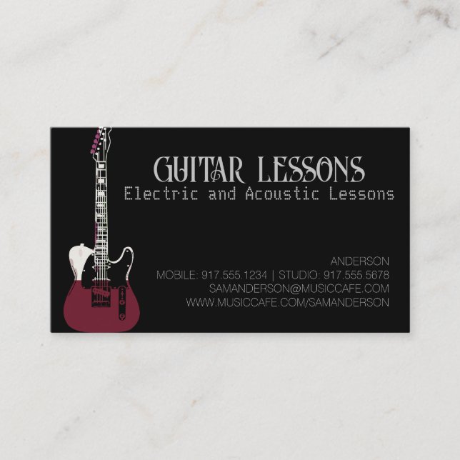 Guitar Teacher | Electric & Acoustic Lessons  Call Calling Card (Front)