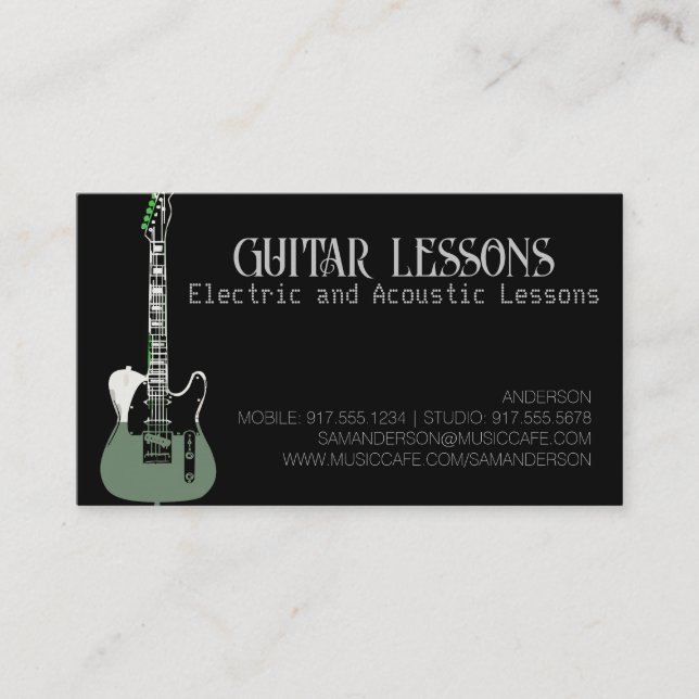Guitar Teacher | Electric & Acoustic Lessons  Call Calling Card (Front)