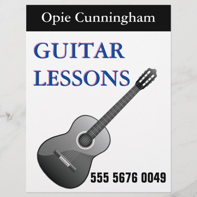 GUITAR Teacher Lessons Business Advertising Flyer (Front)