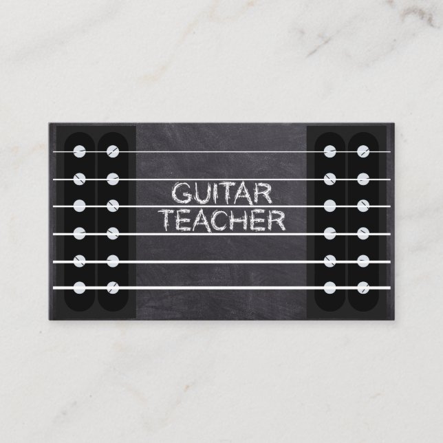 Guitar Teacher Lessons Music Instructor Cool Chalk Business Card (Front)