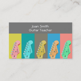 Guitar teacher modern pastel music tutor business card