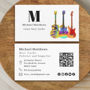 Guitar Teacher Music Business QR code Social Media Business Card