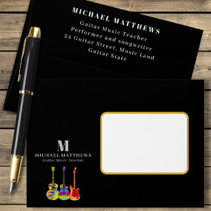 Guitar Teacher Music Business Return Address  Envelope