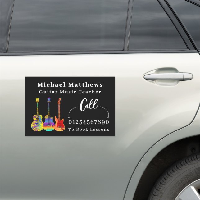 Guitar Teacher Music Lessons Advertising  Car Magnet (In Situ)