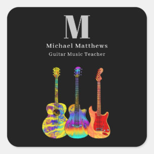 Guitar Teacher Music Lessons Custom Square Sticker