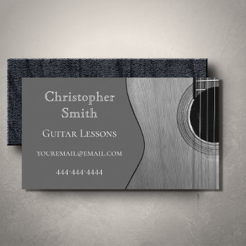 Guitar Teacher Music Lessons Modern Gray Business Card by Indiamoss at Zazzle