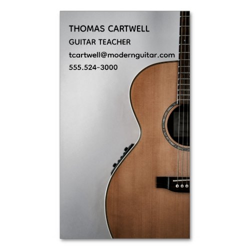 Guitar Teacher Music Lessons Modern Photo Business Card Magnet